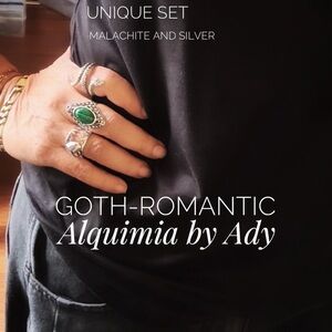 Boho Gemstone Shield Ring set